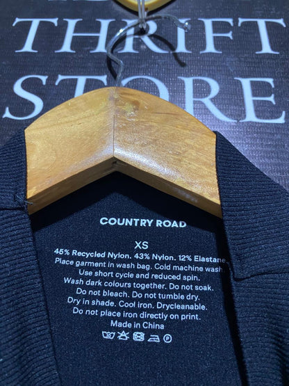 COUNTRY ROAD |XS| BUST 10| black long-sleeve ribbed turtleneck bodysuit