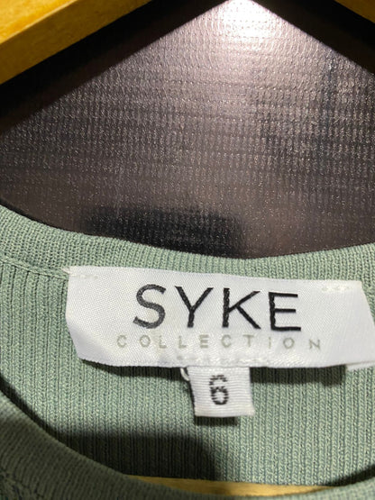 SYKE COLLECTION |M| BUST 9|  Sleeveless, fitted (bodycon) midi dress with a round crew neckline.
