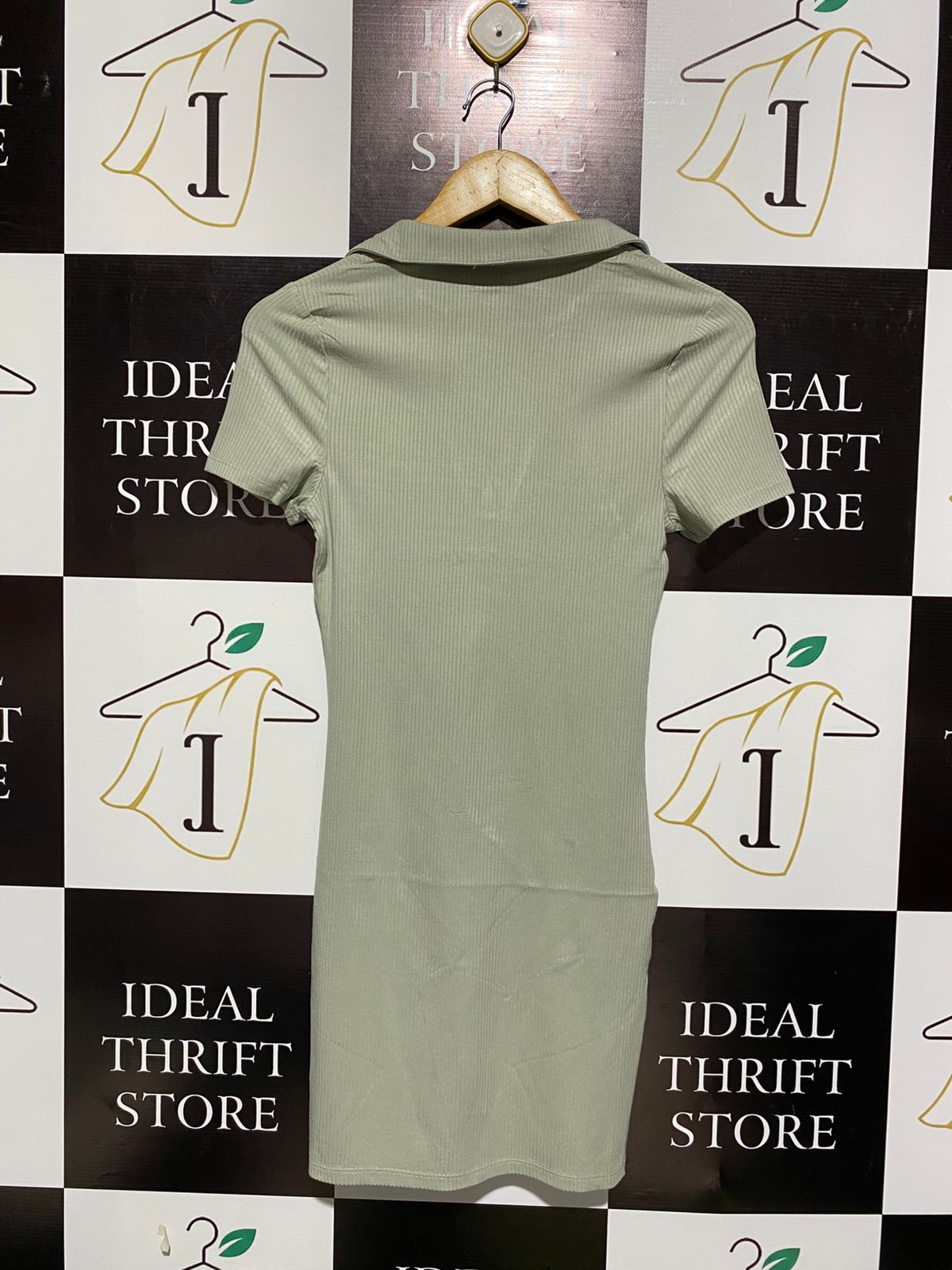LOVE TREE |S| BUST 13| Bodycon mini dress with a polo style collar and V-neck opening