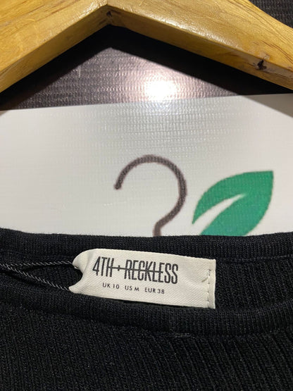 4TH RECKLESS |M| BUST 12| Black Sleeveless Ribbed Midi Dress