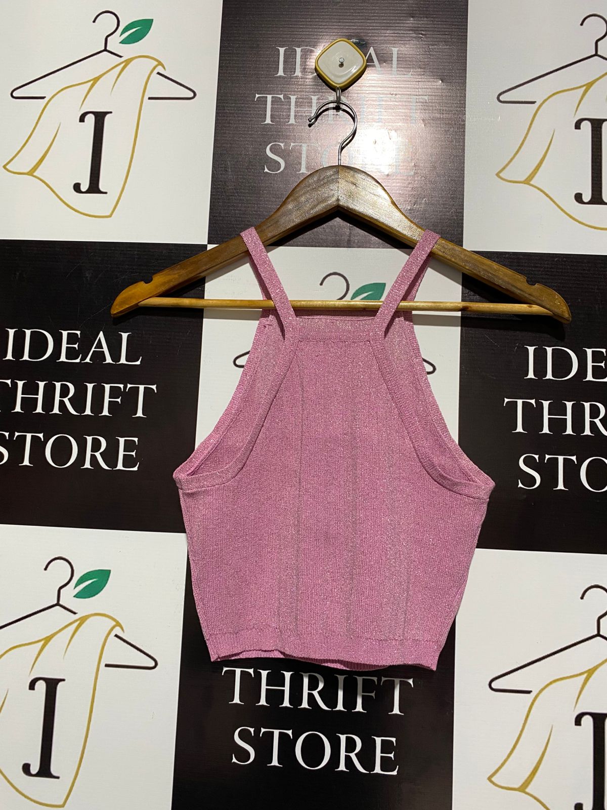 VALLEY GIRL |S| BUST 12| Pink Ribbed Knit Crop Top