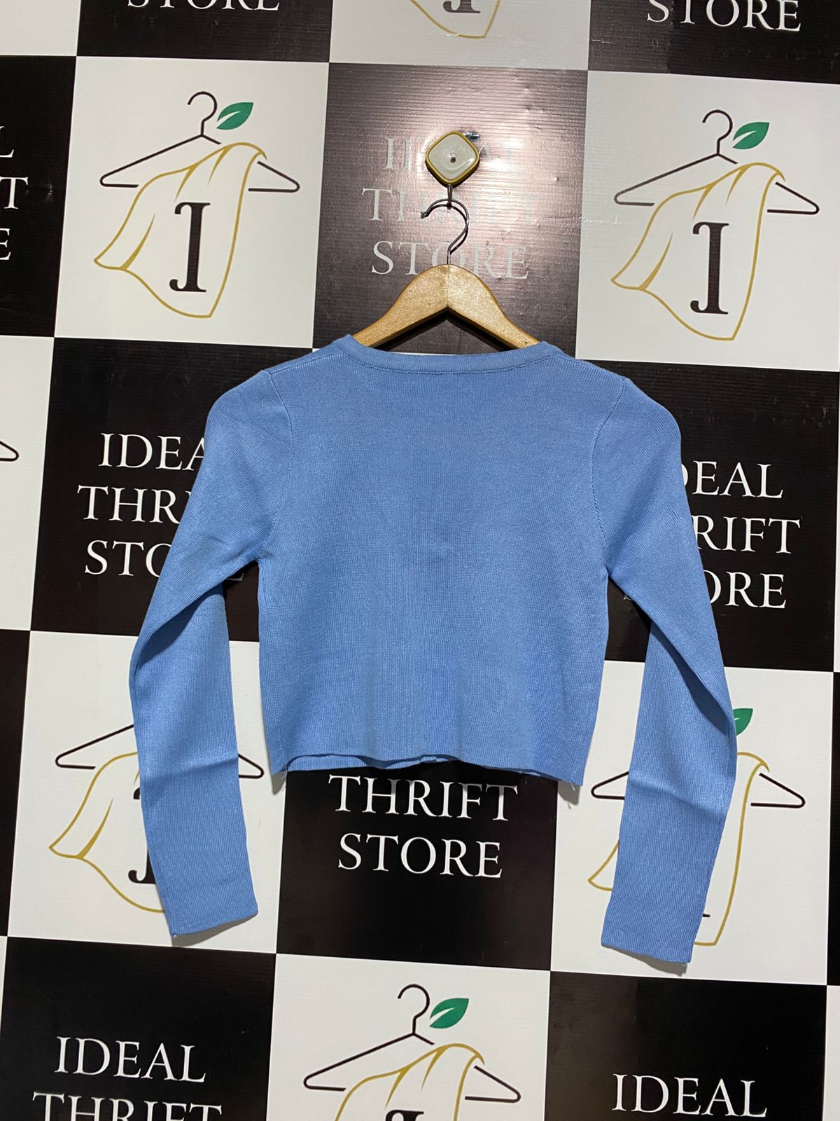 Light bBlue Cropped Knit Cardigan |S| BUST |14|