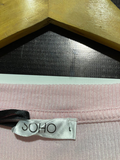 SOHO |L| BUST 22| light pink long-sleeved V-neck top