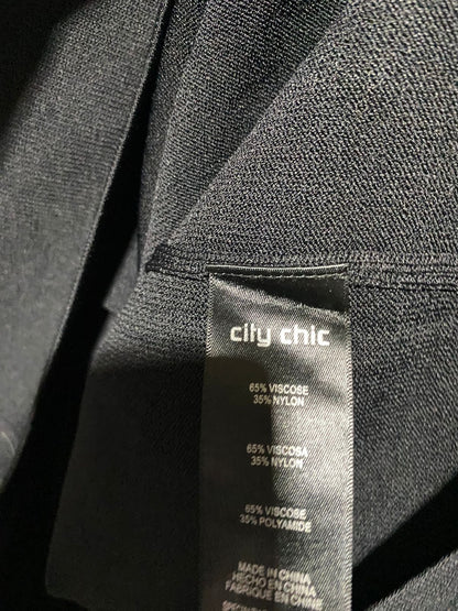 CITY CHIC |L| BUST 23| Black Long-Sleeve Sweater Featuring Silver Grommets or Studs