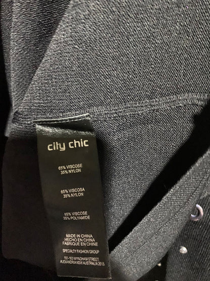 CITY CHIC |L| BUST 23| Black Long-Sleeve Sweater Featuring Silver Grommets or Studs