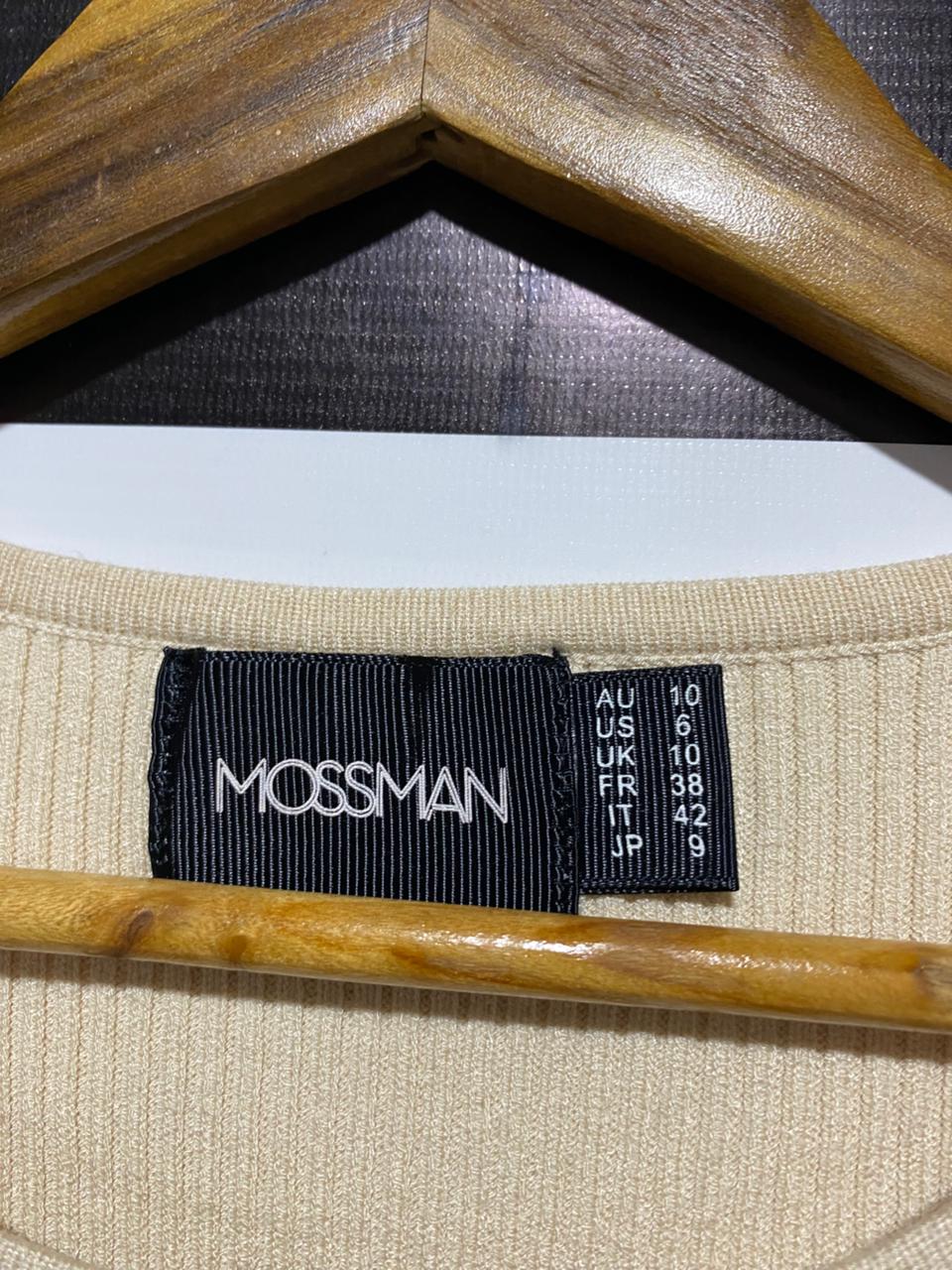 MOSSMAN |M| BUST 15| Beige Long-Sleeve Ribbed Mini Dress