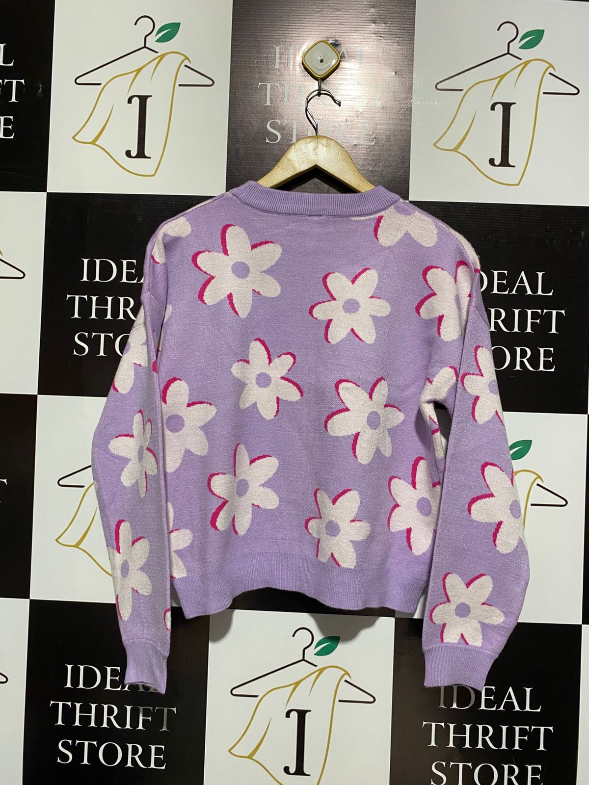 ANKO |L| BUST 20| Purple Floral Knit Crewneck Sweater