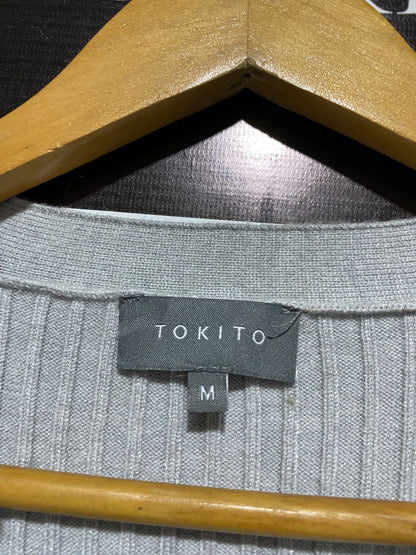 TOKITO |M| BUST 19| Grey Ribbed Open-Front Long Cardigan