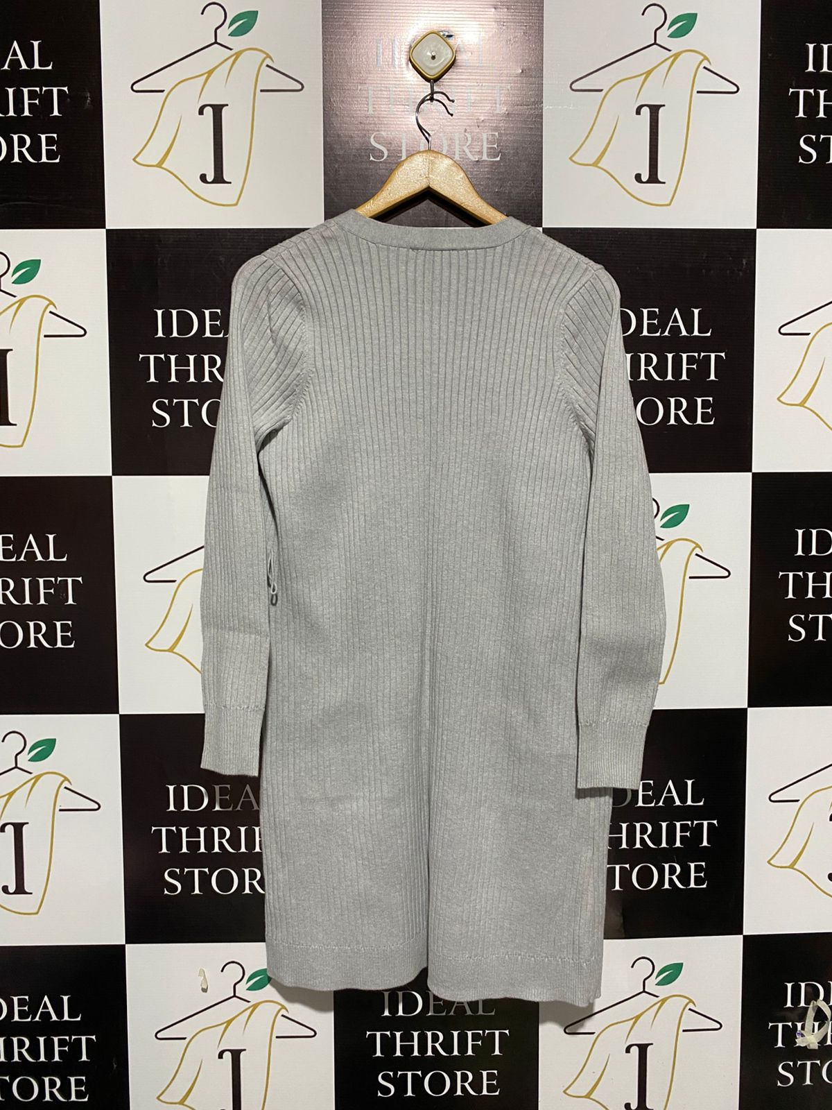 TOKITO |M| BUST 19| Grey Ribbed Open-Front Long Cardigan