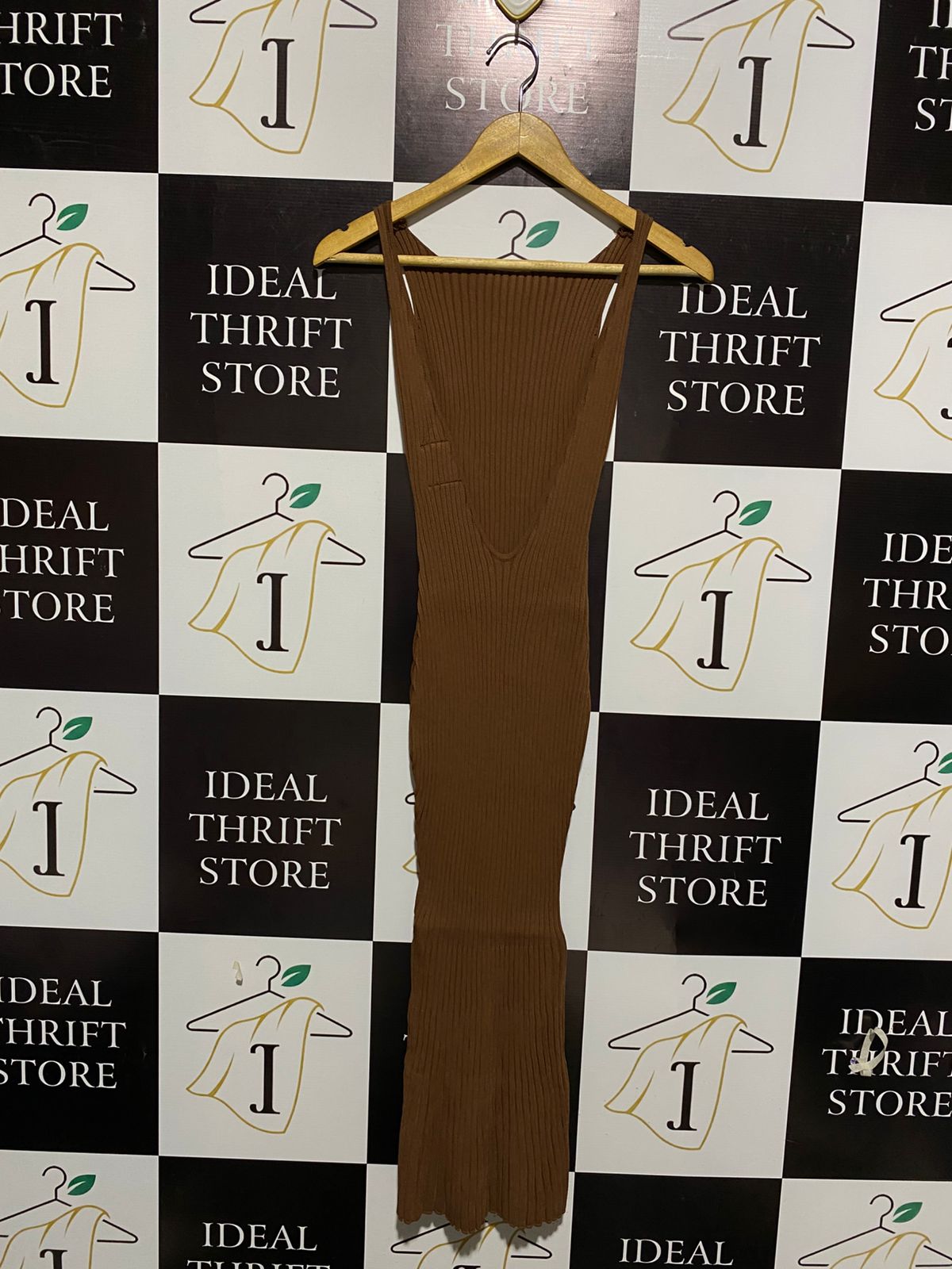 HELLO MOLLY |XS| BUST 11| Brown Midi Knit Dress