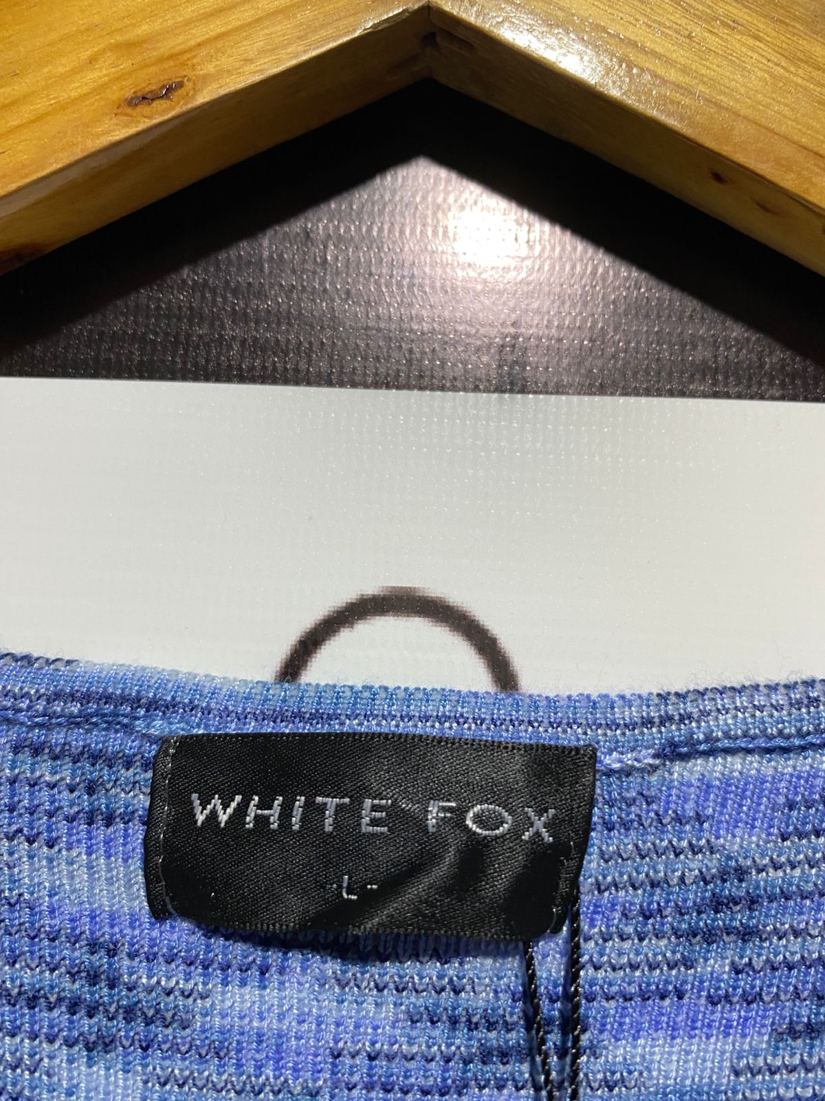WHITE FOX |L| BUST 12| Blue and White Space-Dye Knit Midi Dress