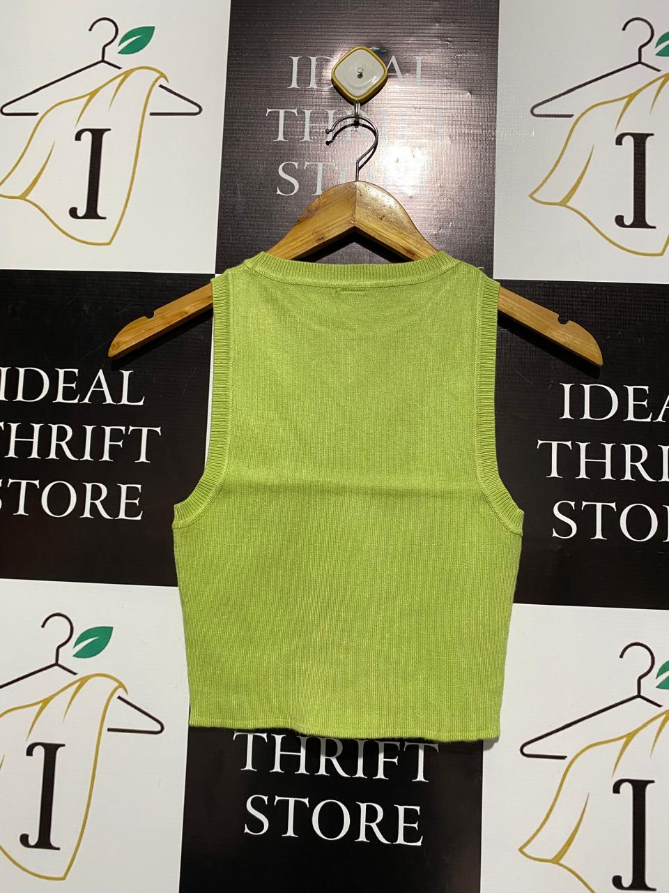 ANKO |M| BUST 12| Lime Green Ribbed Knit Crop Top
