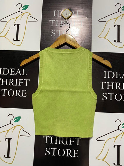 ANKO |M| BUST 12| Lime Green Ribbed Knit Crop Top