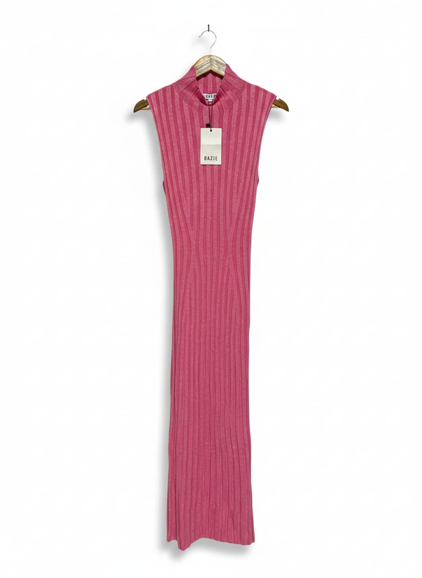 DAZIE |S| BUST 13| Pink Ribbed Midi Dress