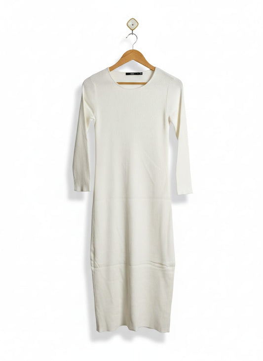 SPORT GIRL |S| BUST 15| White Long-Sleeve Midi Dress