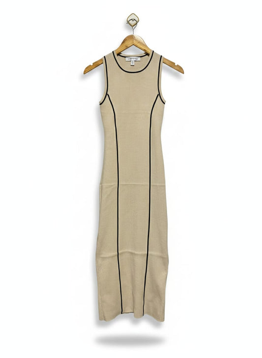 FOREVER NEW |S| BUST 12| Cream Sleeveless Piping Dress