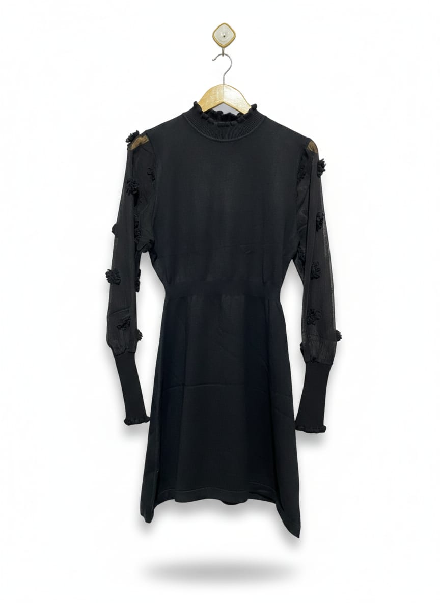 MISS VALLEY |M/L| BUST 16| Black Textured Mini Dress