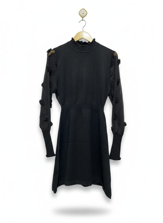 MISS VALLEY |M/L| BUST 16| Black Textured Mini Dress