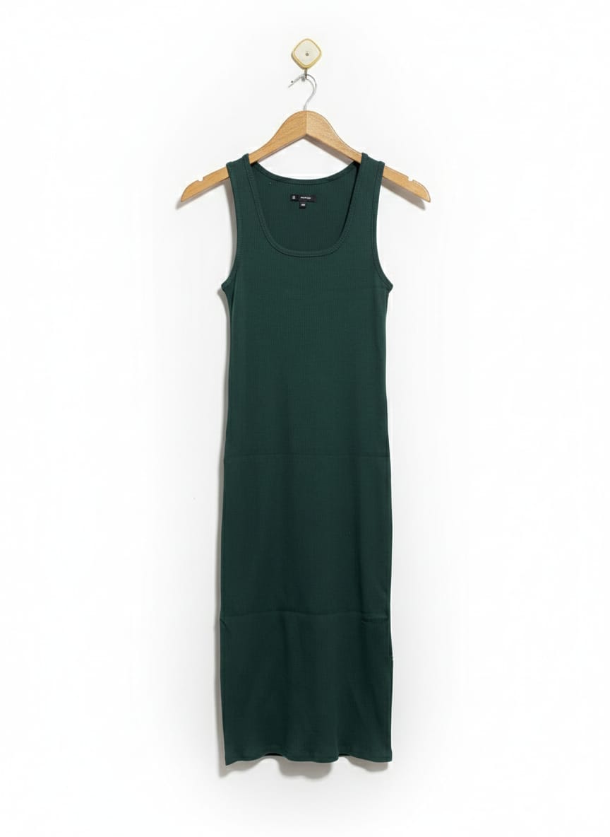 WOMAN |XS| BUST 12| Dark Green Sleeveless Bodycon Midi Dress