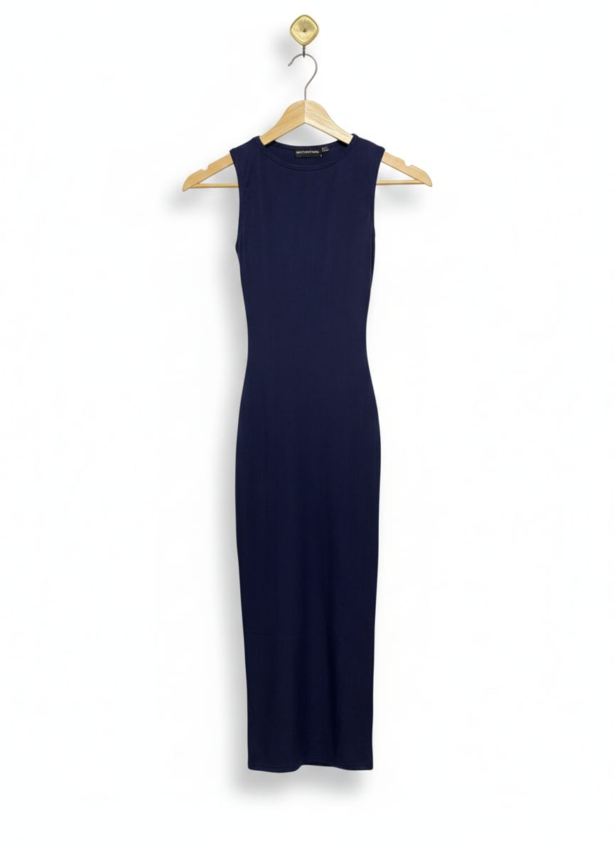PRETTYLITTLE THING |S| BUST 10| C5| Navy Blue Sleeveless Bodycon Midi Dress