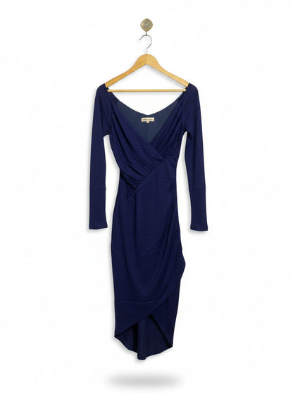 FRESH SOUL |S| BUST 13| Navy Blue Long Sleeve Midi Dress