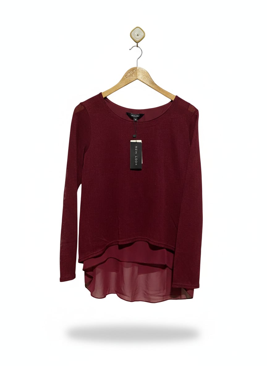 NEW LOOK |M| BUST 18| Twofer Top (Knit Sweater Layer Over a Sheer Tank Layer)
