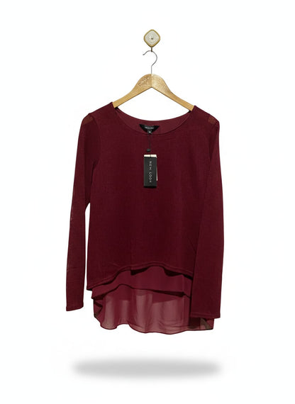 NEW LOOK |M| BUST 18| Twofer Top (Knit Sweater Layer Over a Sheer Tank Layer)