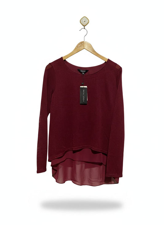 NEW LOOK |M| BUST 18| Twofer Top (Knit Sweater Layer Over a Sheer Tank Layer)