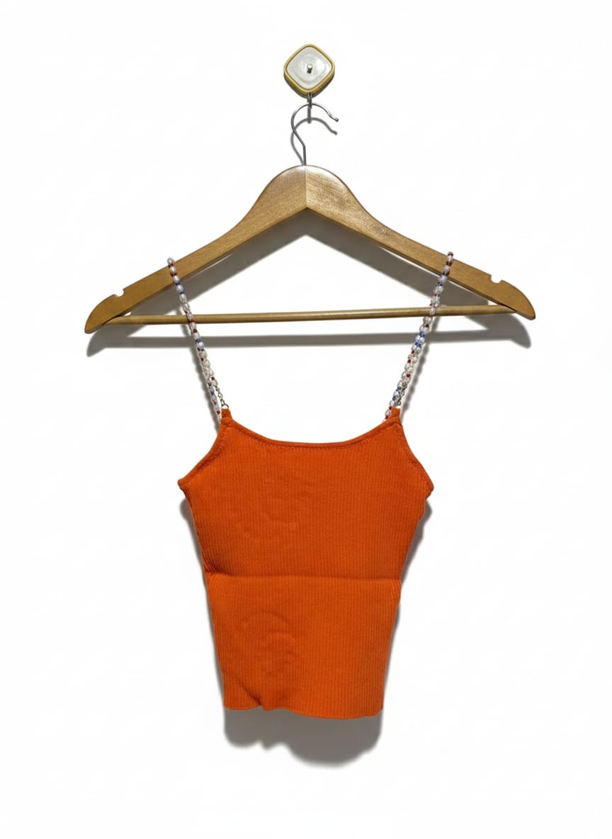 GLASSONS |XS| BUST 10|  orange ribbed crop tank top