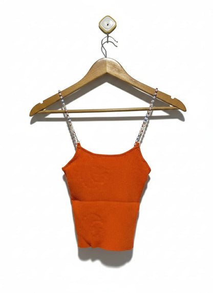 GLASSONS |XS| BUST 10|  orange ribbed crop tank top