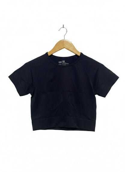 ANKO |S| BUST 14| Black Seamless Short-Sleeve Crop Top