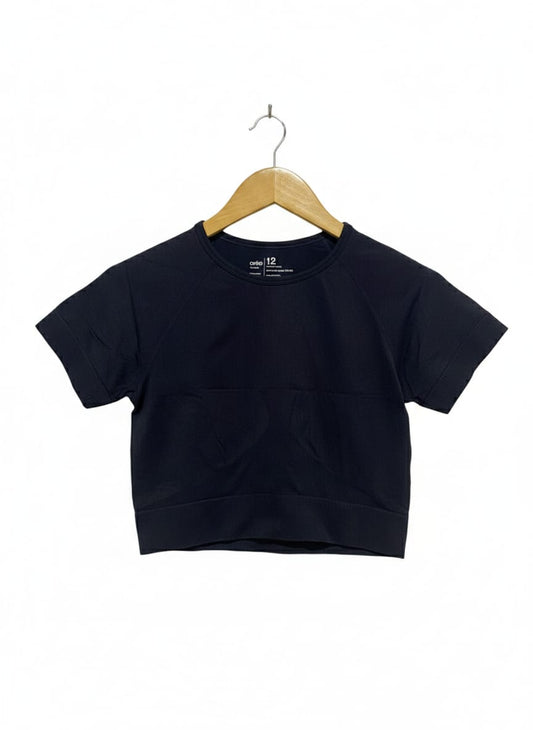 ANKO |S| BUST 14| Black Seamless Short-Sleeve Crop Top