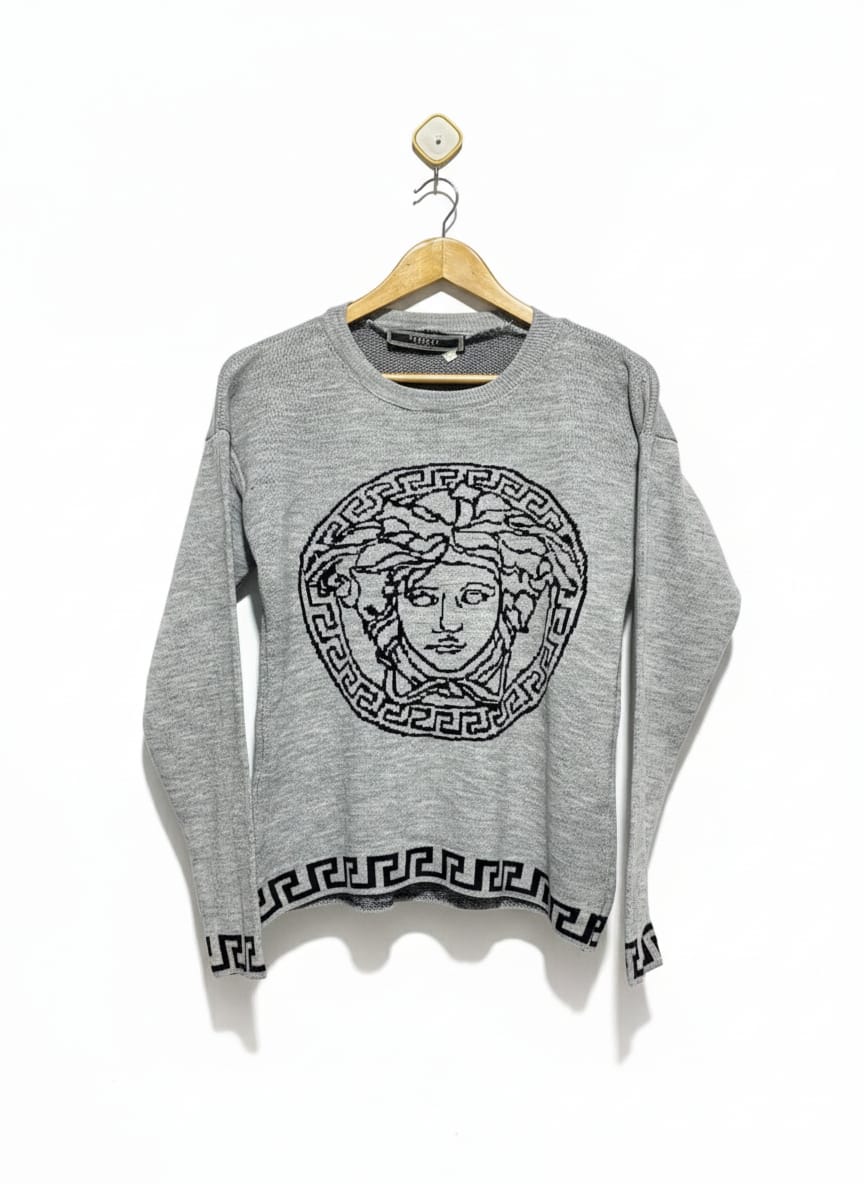 VERSACE |M| BUST 19| Grey Medusa Logo Knit Sweater