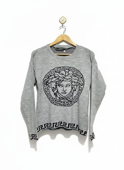 VERSACE |M| BUST 19| Grey Medusa Logo Knit Sweater