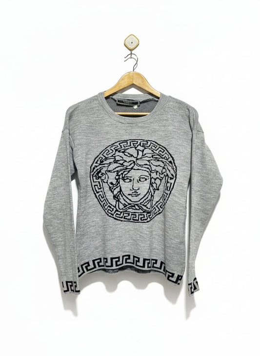 VERSACE |M| BUST 19| Grey Medusa Logo Knit Sweater