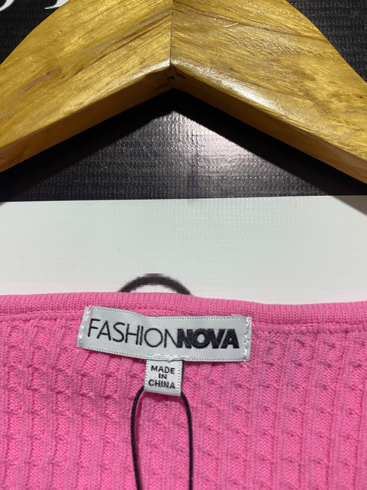 FASHION NOVA |S| BUST 13|C2|Hot Pink Ribbed Zip-Front Long-Sleeve Crop Top