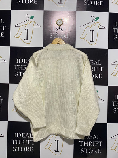 Cream or Off-White Knit Cardigan |L| BUST| 20|