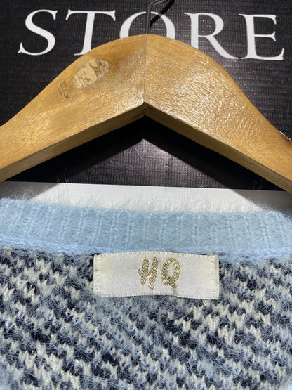 H Q |M| BUST 18| Fuzzy Blue Leopard Print Sweater