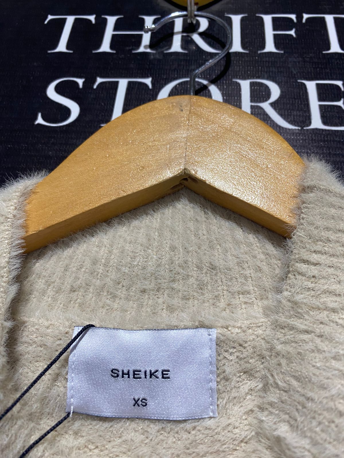 SHEIKE |XS| BUST 19| Beige Fuzzy or Fluffy Knit Sweater