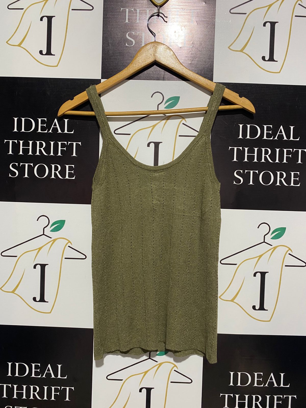 ANKO |S| BUST 13|  Olive Green Ribbed knit tank top
