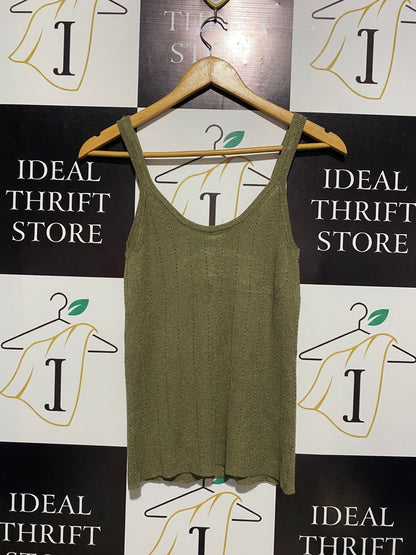 ANKO |S| BUST 13|  Olive Green Ribbed knit tank top