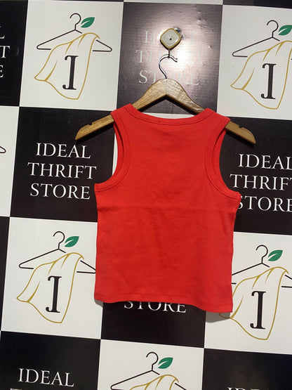 DECJUBA |L| BUST 14| Red Ribbed Crew Neck Crop Top