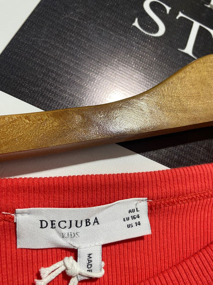 DECJUBA |L| BUST 14| Red Ribbed Crew Neck Crop Top