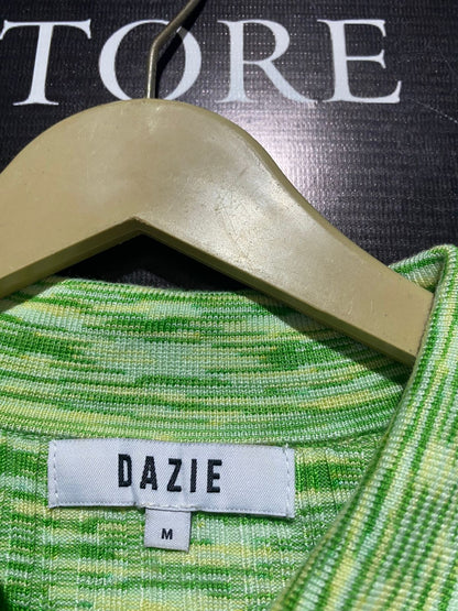 DAZIE |M| BUST 17| Green and White Patterned Long-Sleeve Collared Shirt