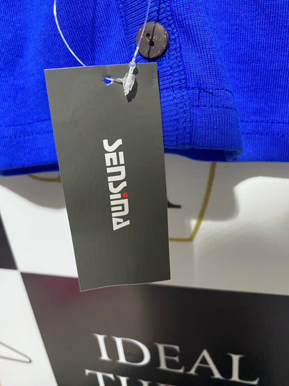 SENSIMA |M| BUST 16| Royal Blue Short-Sleeve V-Neck Cardigan