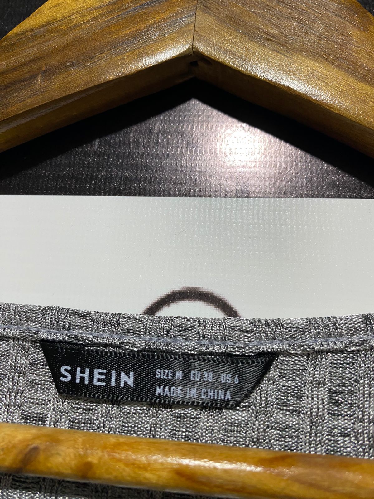 SHEIN |M| BUST 16| Grey Ribbed Knit Short-Sleeve Top
