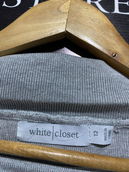 WHITE CLOSET |M| BUST 14| Grey Ribbed Knit Dress