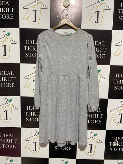 GEORGE |L| BUST 19| Grey Long-Sleeve Babydoll Dress