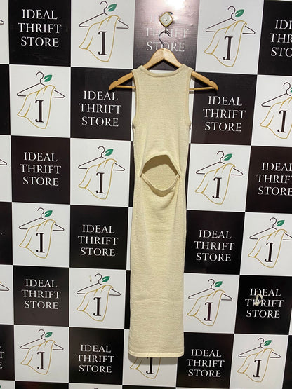 LILY LOVES |XS| BUST 11| Beige Ribbed Midi Dress