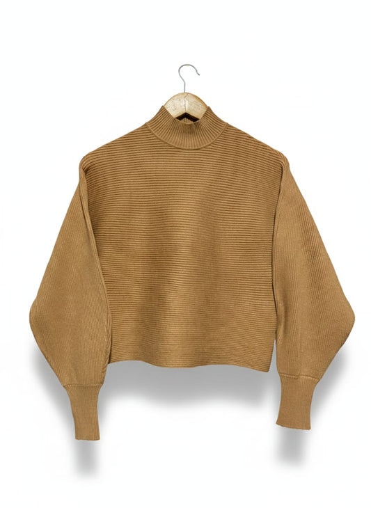 ZARA |S| BUST 18| Ribbed, Dolman-Sleeve Mock Neck Sweater
